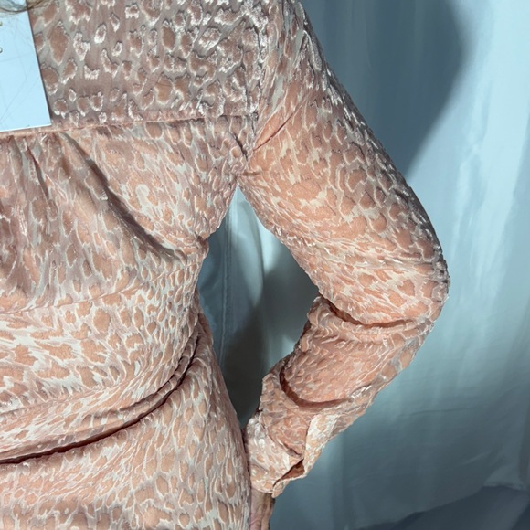 AAKAA BLUSH TIE-FRONT LONG SLEEVE MINI DRESS XS - Picture 9 of 12